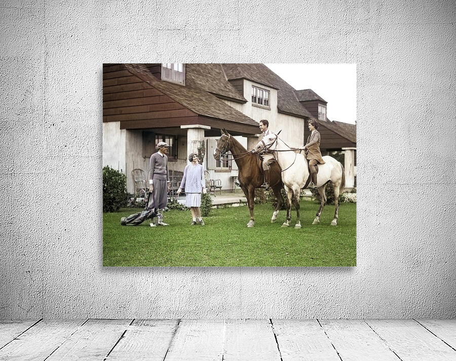 1920s-30s TWO COUPLES ONE ON HORSES THE OTHER WEARING GOLF CLOTHES AT THE BERKSHIRE HOUND AND COUNTRY CLUB BERKSHIRES MA USA 245286 Wall Preview