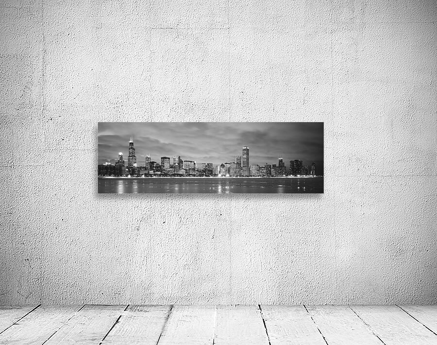 B&W Skyline Reflection Lake Mich Chicago IL US 79447 Wall Preview