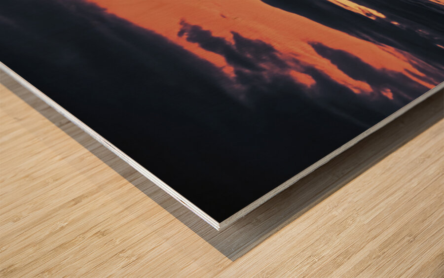 Tornado in the orangeyellow sky 92011 Wood print