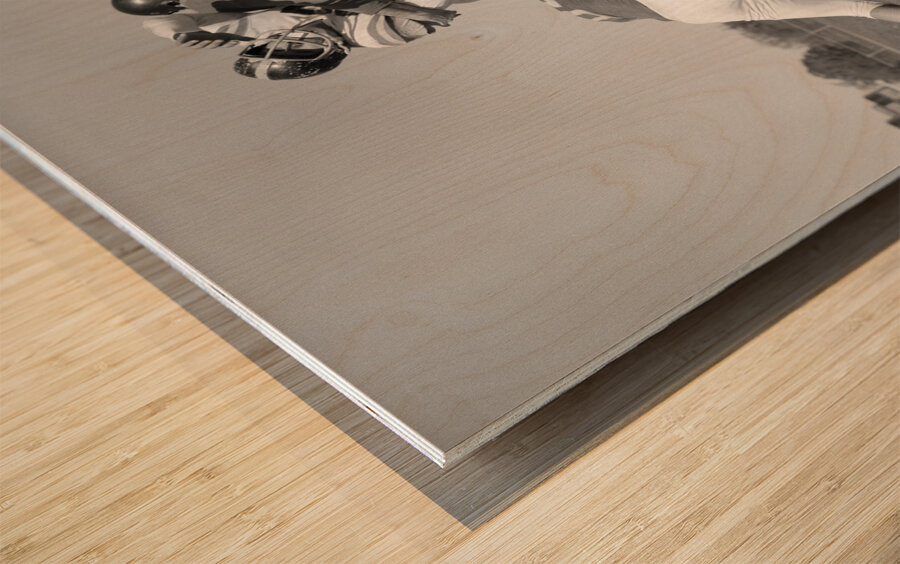 1960s SIX MEN PLAYING FOOTBALL GROUP TACKLE 186823 Wood print