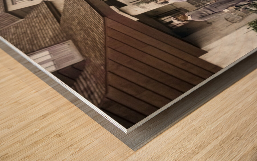 1920s-30s TWO COUPLES ONE ON HORSES THE OTHER WEARING GOLF CLOTHES AT THE BERKSHIRE HOUND AND COUNTRY CLUB BERKSHIRES MA USA 245286 Wood print