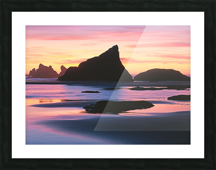 Ocean Monoliths at Sunset Picture Frame print
