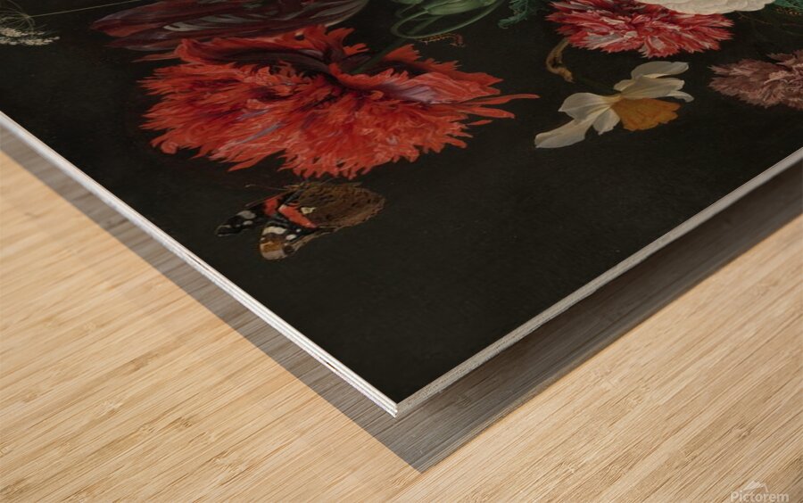 Still Life with Flowers in a Glass Vase by Jan Davidsz. de Heem Wood print