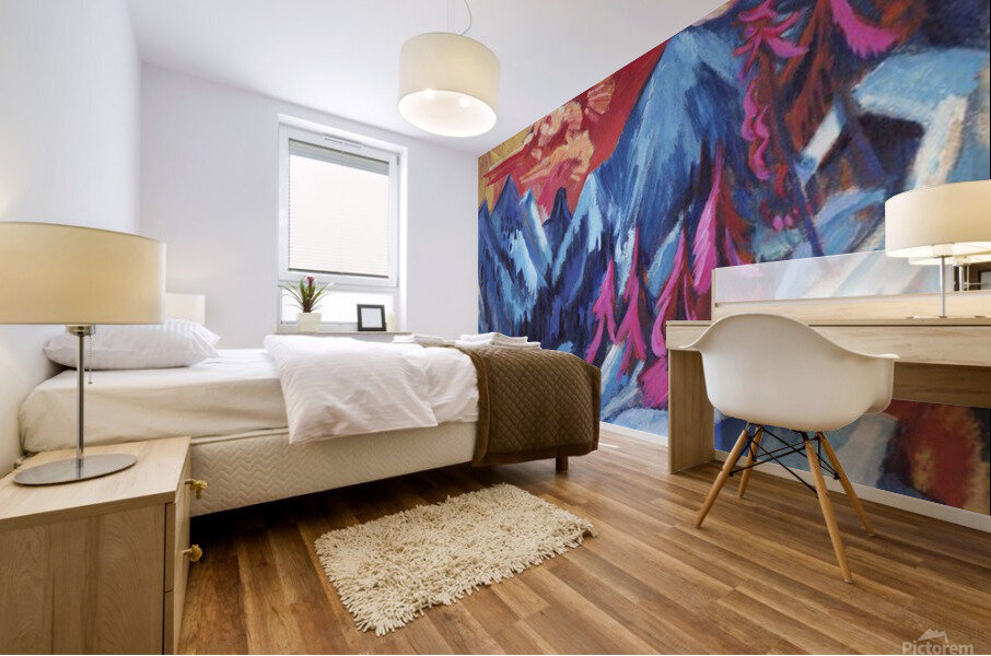 Winter Landscape in Moonlight  Mural print