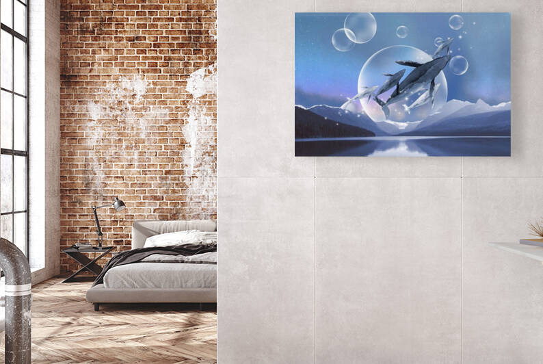 Whale & nature collage element surreal environment background by Jon dev 