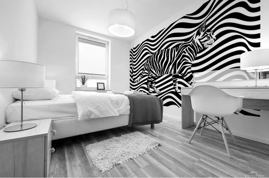 Cat in stripes Mural print
