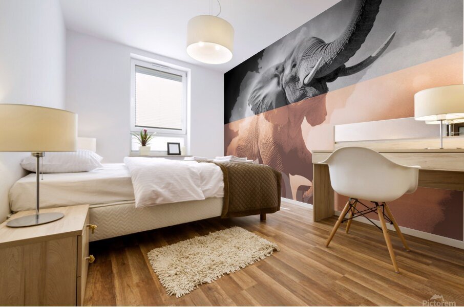 Flying elephant Mural print