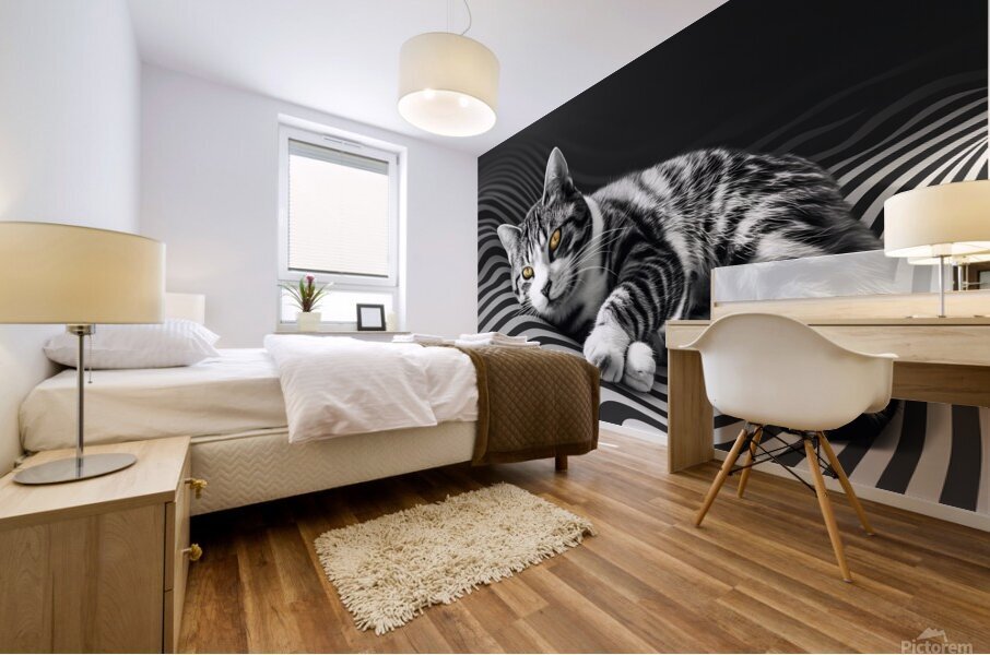 Cat in stripes Mural print