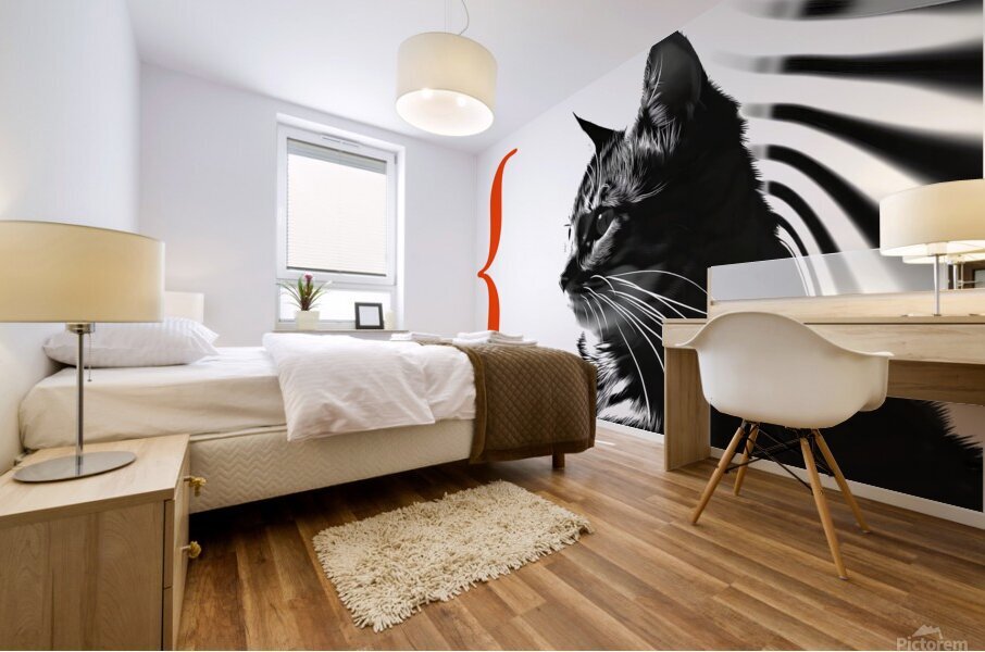 Cat in stripes Mural print