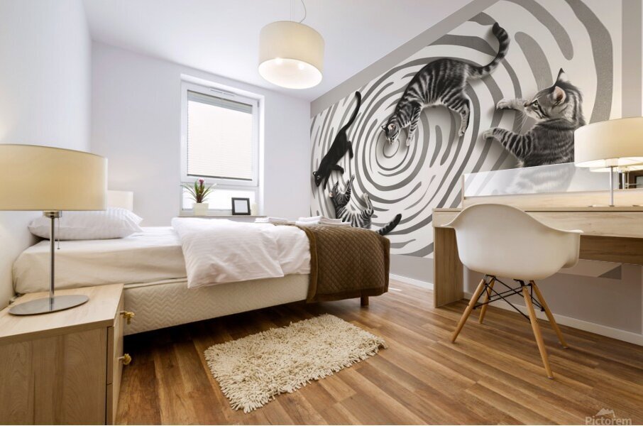 Cat in stripes Mural print