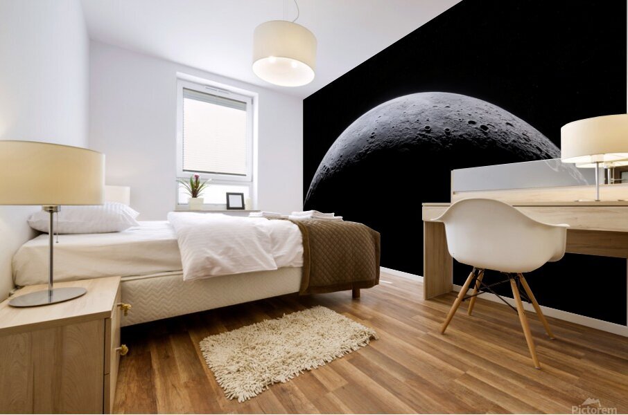 Moon on dark starry background Mural print