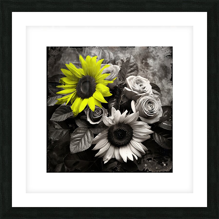 B&W flowers composition Picture Frame print