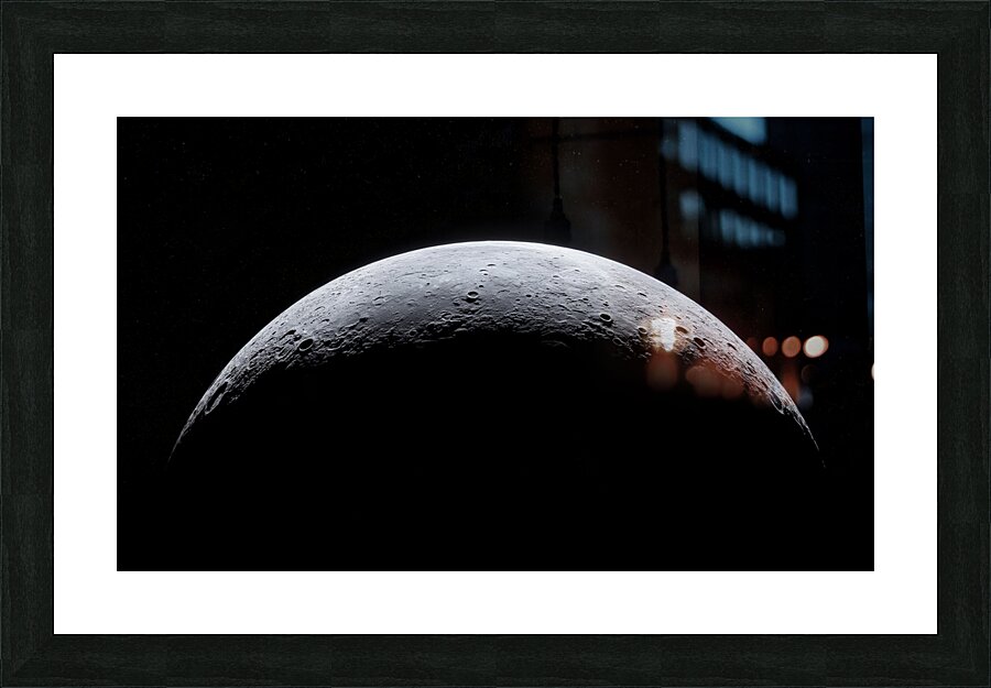 Moon on dark starry background Picture Frame print