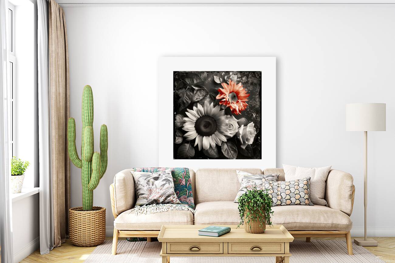 B&W flowers composition. Reproduction