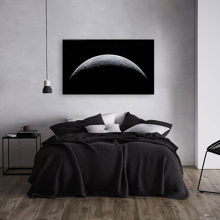 Moon on dark starry background Reproduction