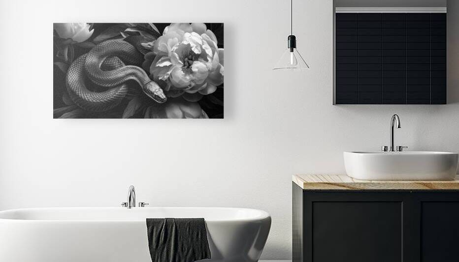 Black snake and white flowers by iRT