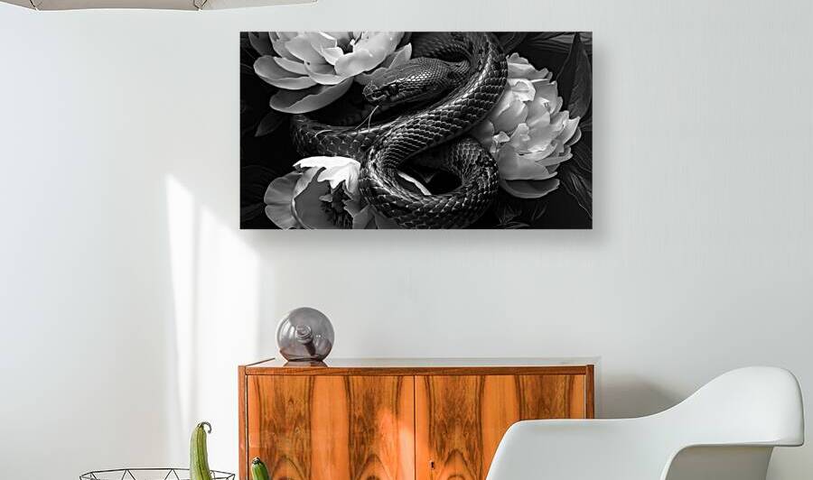 Black snake and white flowers by iRT