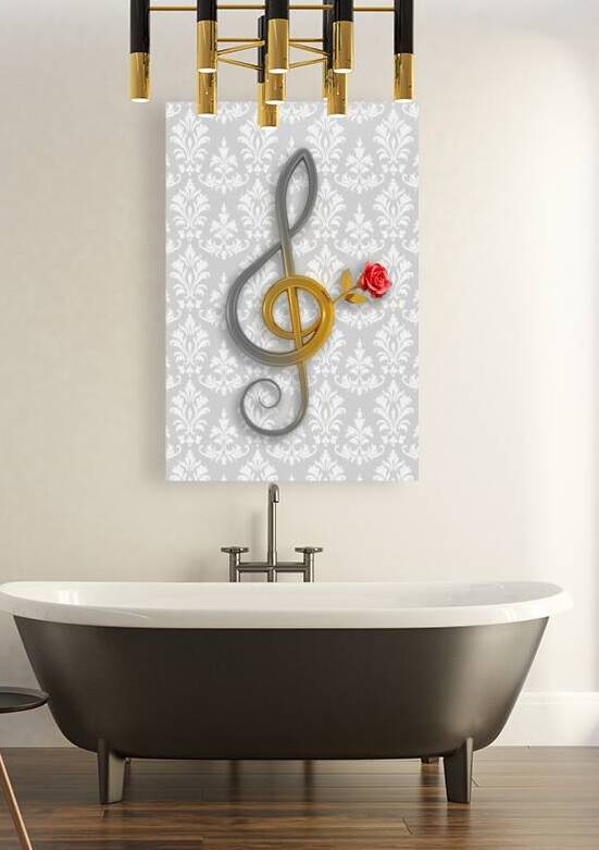 Metallic treble clef that turns  into a red rose by iRT