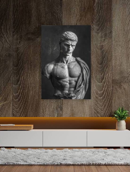 Roman-style marble bust of a muscular athlete by iRT