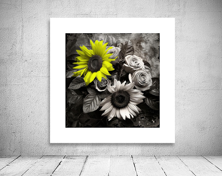 B&W flowers composition Wall Preview