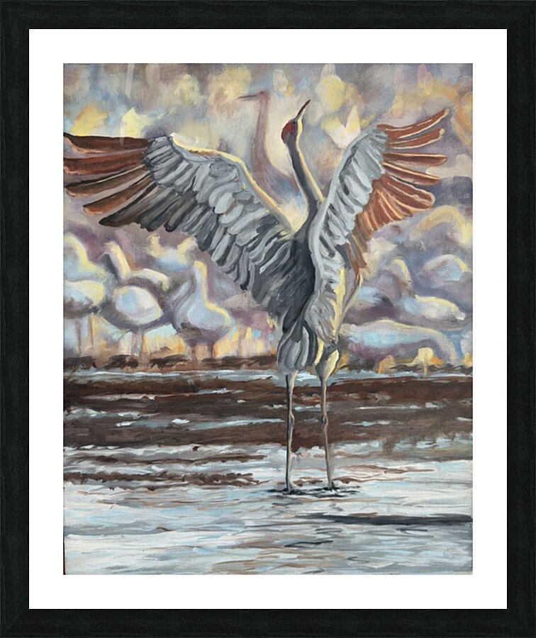 Sand Hill Crane Dance Picture Frame print