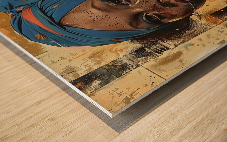 Blue Turban of Grace Wood print