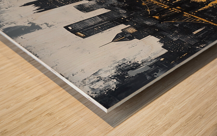 Steel and Soul: The Golden Spine of Pittsburgh Wood print