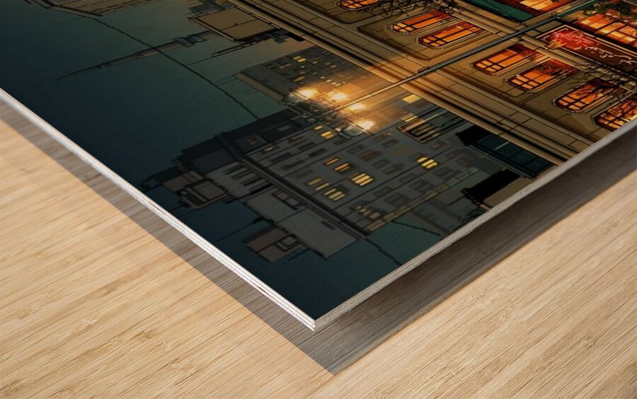 Reflections of Tehran Wood print