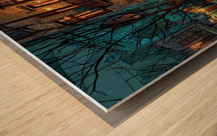 Crimson Dusk Wood print