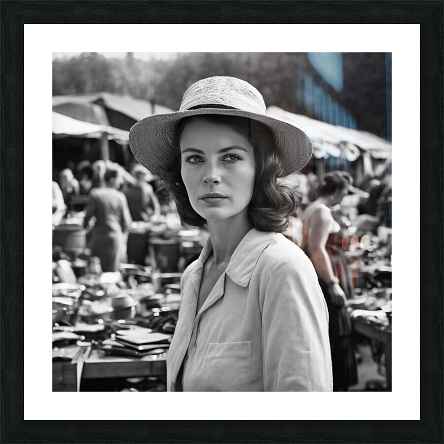 black and white portrait of a woman  Picture Frame print