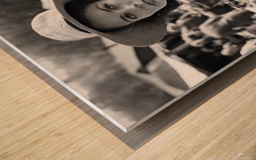 black and white portrait of a woman  Wood print