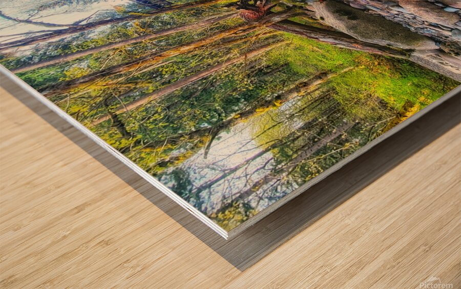 River Running under Trestle Wood print