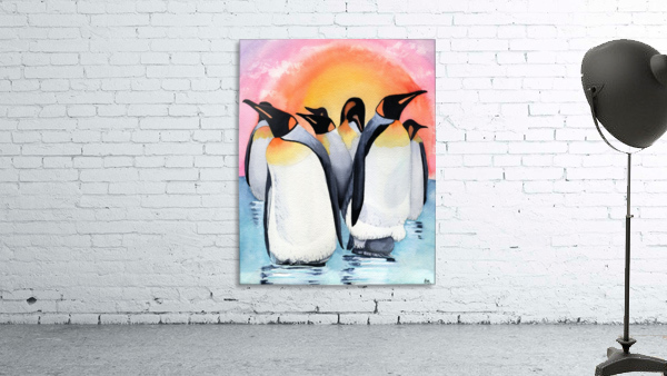 Sunset Penguins Wall Preview
