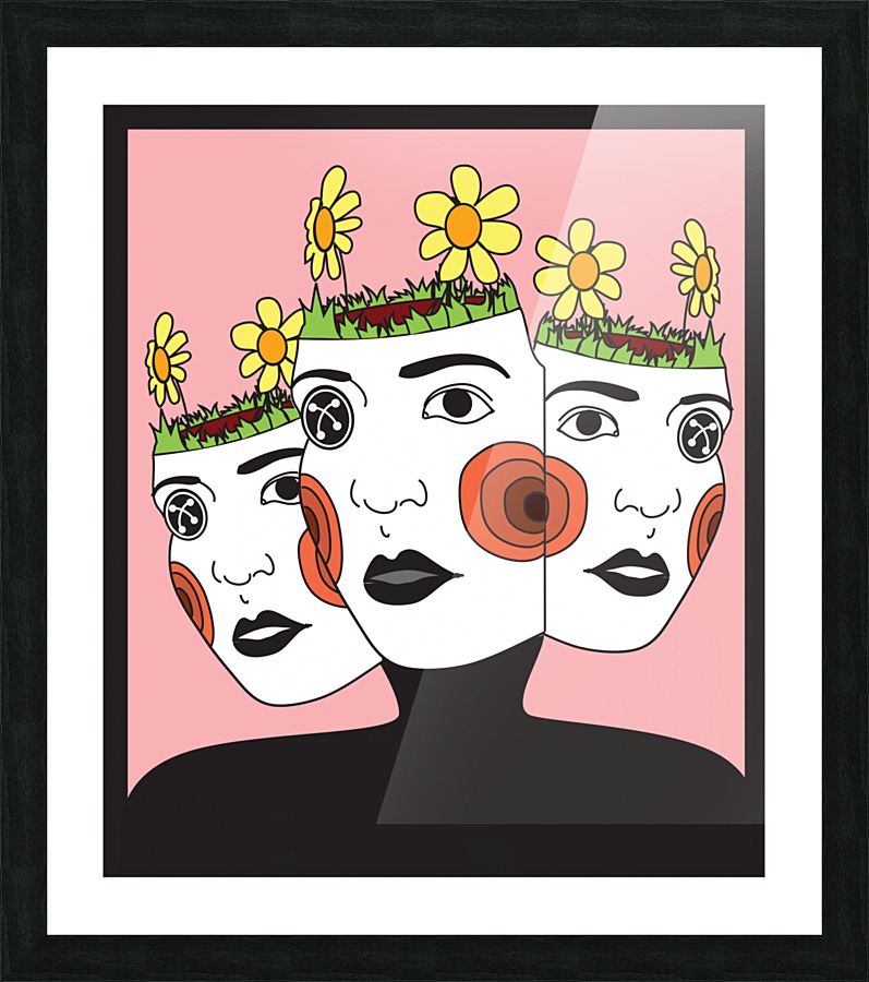 faces in pink Picture Frame print