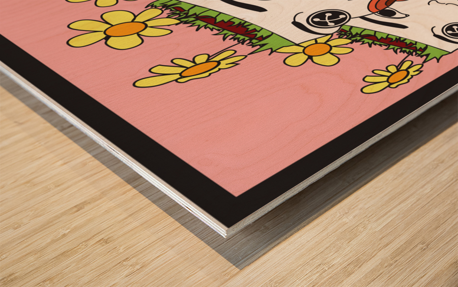 faces in pink Wood print