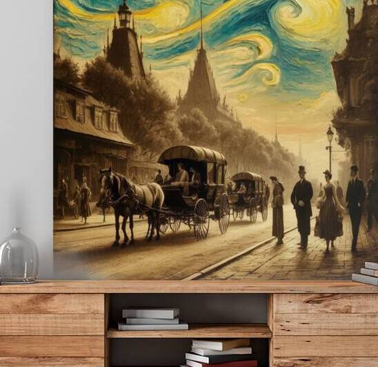 a nostalgic sepia toned painting van gogh by Allya