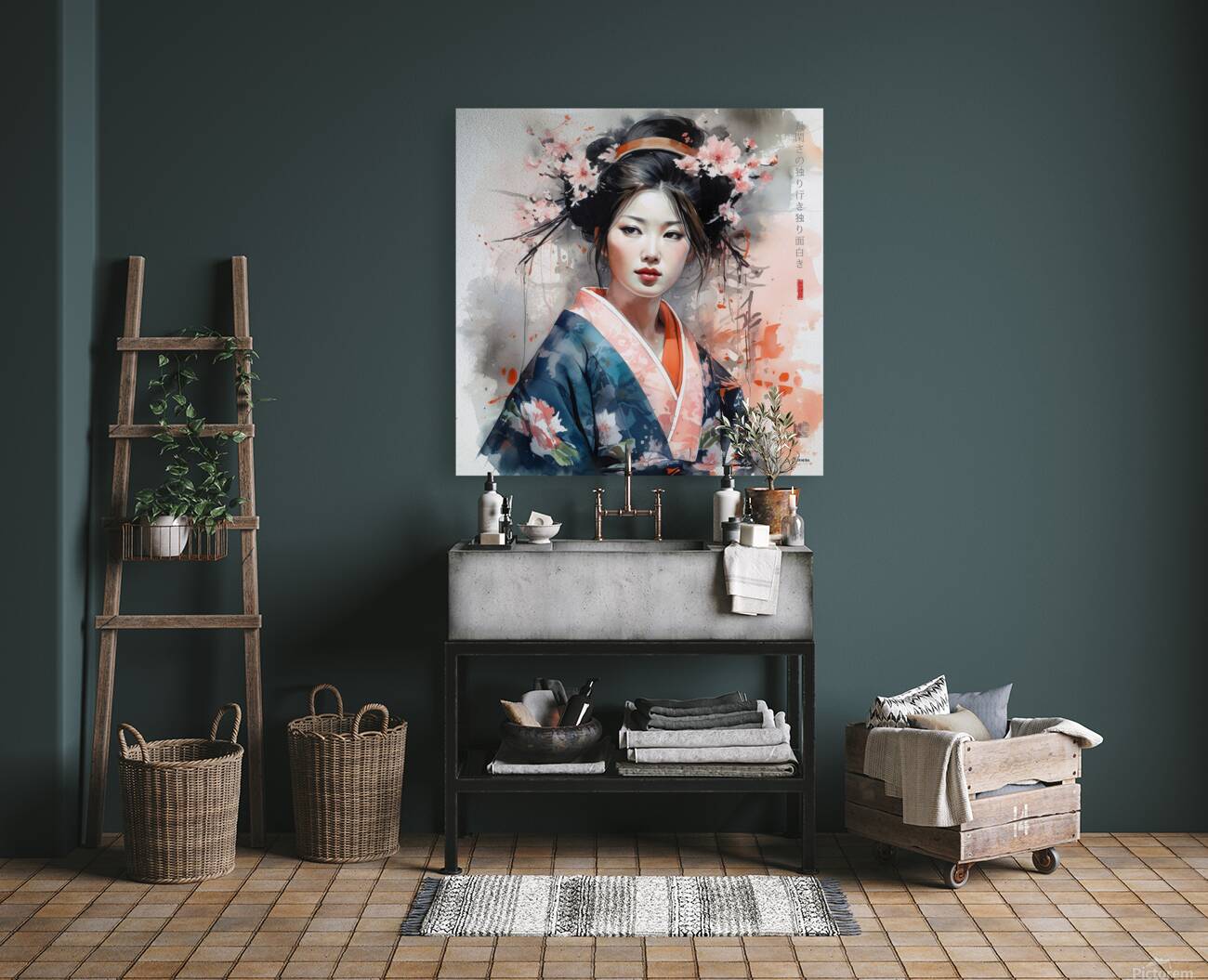 Japanese geisha portrait Spring Watercolor rj 0040 5670 300 odin