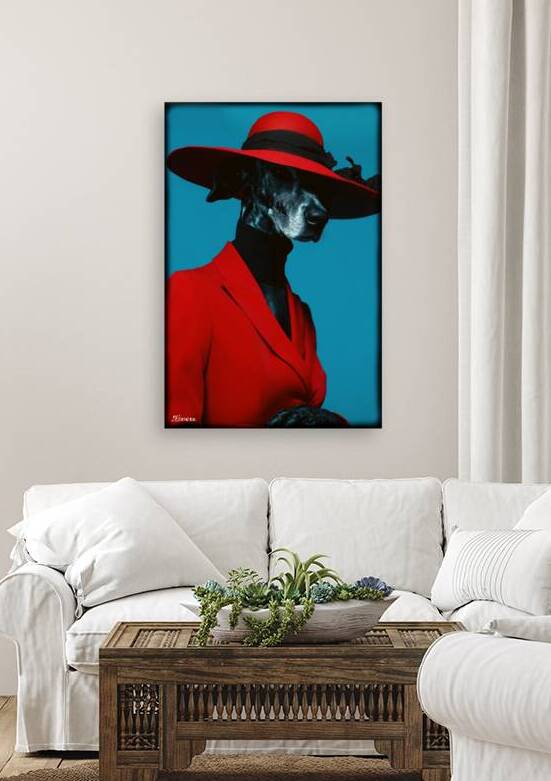 Dog portrait - Lady in red FA 25 2x3  7 by Ksavera ART