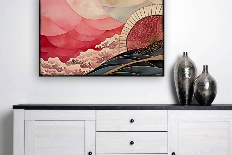 FJAPANESE FLORAL ART A 25 2x3 548 by Ksavera ART