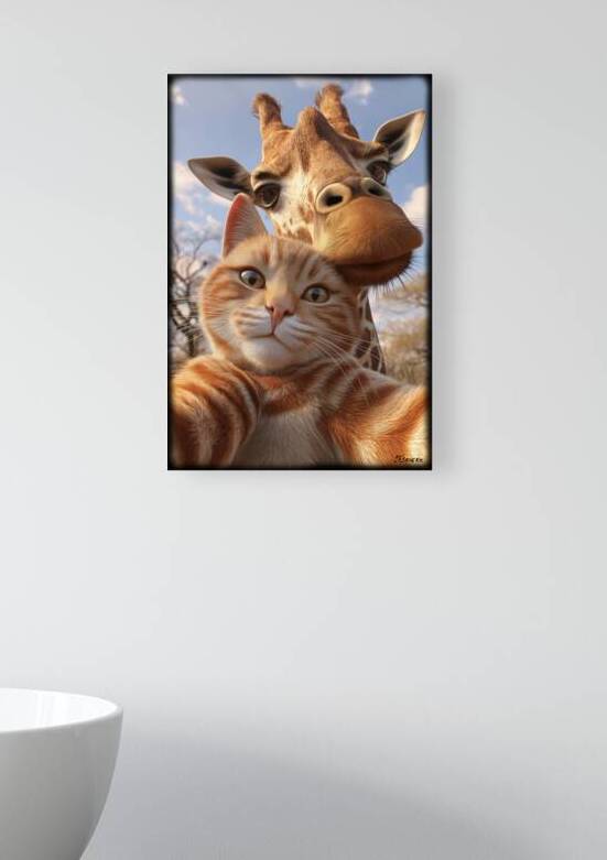 Ginger cat with giraffe FA 25 2x3 621 by Ksavera ART