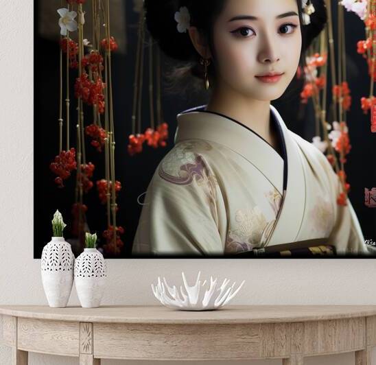Japanese Maiko Girl Geisha Geiko Portrait Photography rj 0131 5670 300 sister cat brows by Ksavera ART