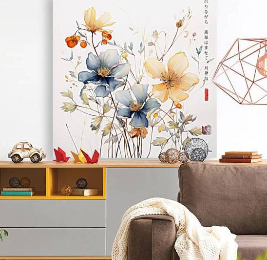 Japanese flowers Spring Landscape Sunrise Watercolor  rj 0088 5670 300 ostanovil konia by Ksavera ART