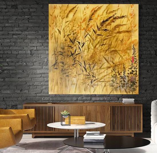 Japanese bamboo Love Birds Sakura Brunch Spring Landscape Sunrise Watercolor  rj 0100 5670 300 ostanovil konia by Ksavera ART