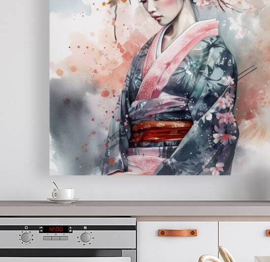 Japanese geisha portrait Spring Watercolor  rj 0039 5670 300 odin by Ksavera ART
