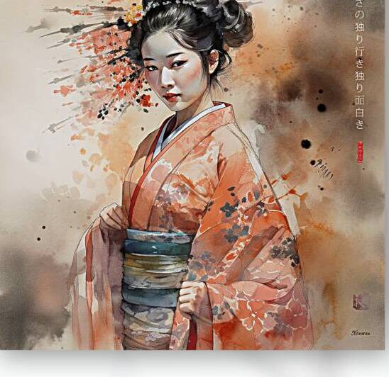 Japanese geisha portrait Spring Watercolor  rj 0037 5670 300 odin by Ksavera ART