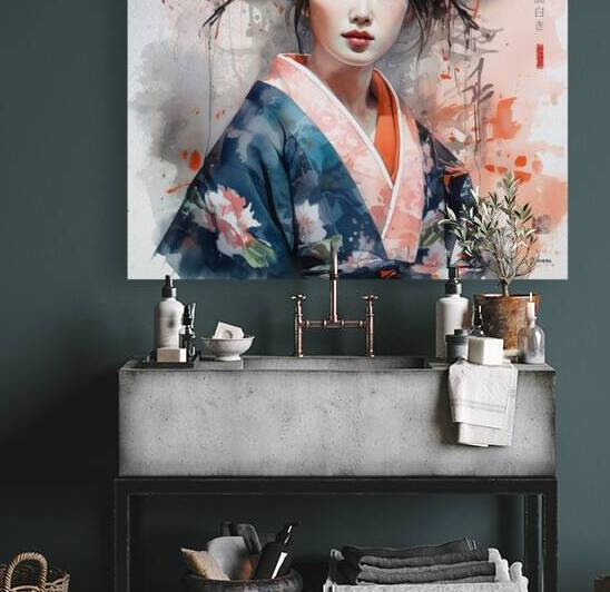 Japanese geisha portrait Spring Watercolor  rj 0040 5670 300 odin by Ksavera ART