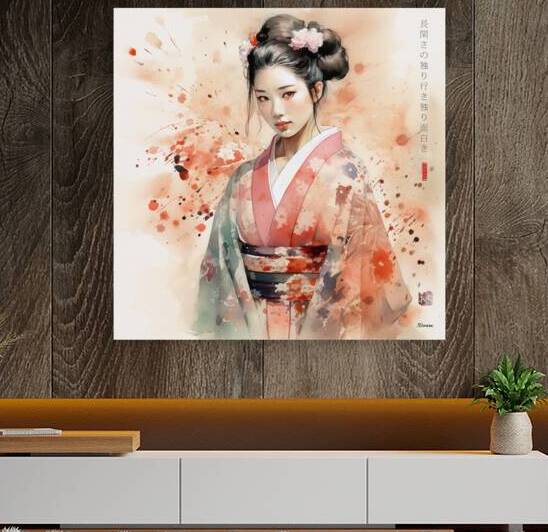 Japanese geisha portrait Spring Watercolor  rj 0033 5670 300 odin by Ksavera ART