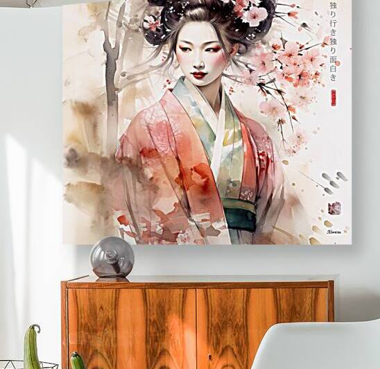Japanese geisha portrait Spring Watercolor  rj 0034 5670 300 odin by Ksavera ART