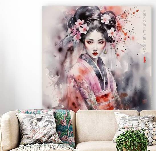 Japanese geisha portrait Spring Watercolor  rj 0032 5670 300 odin by Ksavera ART