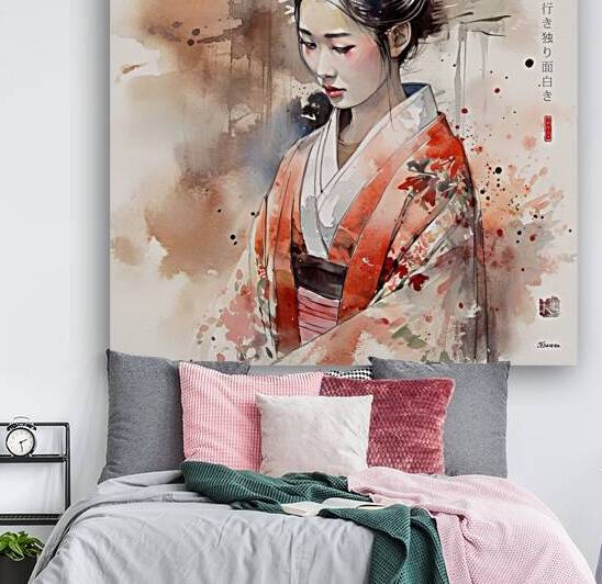 Japanese geisha portrait Spring Watercolor  rj 0030 5670 300 odin by Ksavera ART